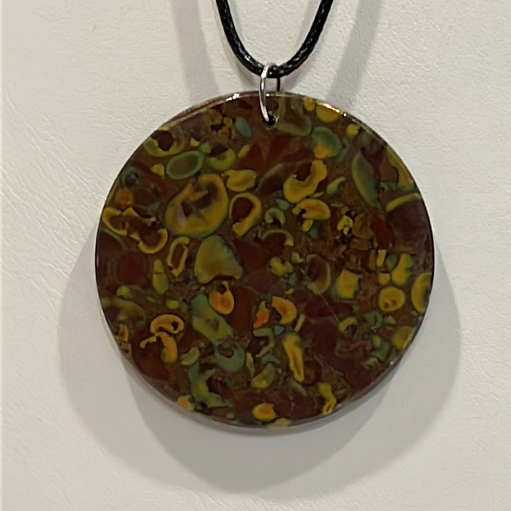 Natural Ocean Jasper Round Pendant Necklace - Picture 1 of 3